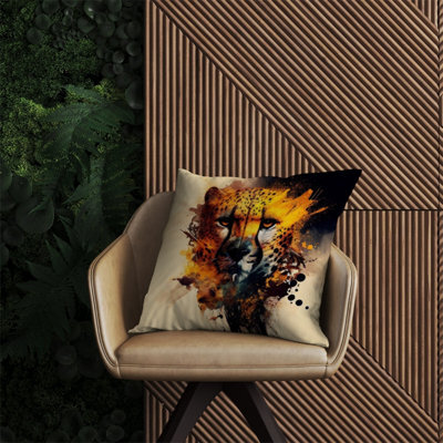 Warren Reed Designer Cheetah Face Splashart Outdoor Cushion 60Cm X 60Cm