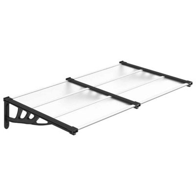 Berkfield Durable Door Canopy Black And Transparent 152.5X90 Cm Polycarbonate