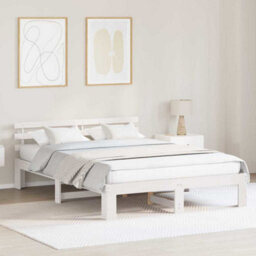 Berkfield Wood Bed Frame White Wood 160 X 200 Cm Durable White Bed Frame - thumbnail 1