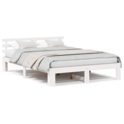 Berkfield Wood Bed Frame White Wood 160 X 200 Cm Durable White Bed Frame - thumbnail 4