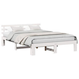 Berkfield Wood Bed Frame White Wood 160 X 200 Cm Durable White Bed Frame - thumbnail 3