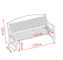 Birchtree Garden Bench 3 Seater Chair Wood Patio Deck Patio Park Outdoor Wgb02 - thumbnail 7