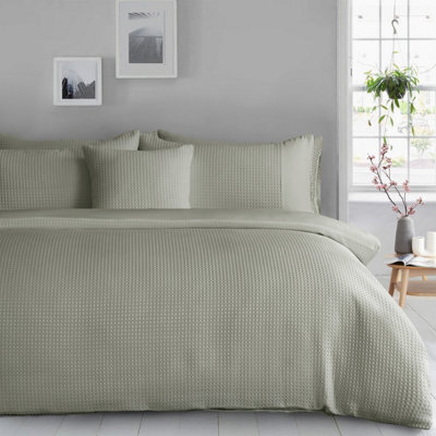 Velosso Sage Waffle Weave Duvet Cover And Pillowcase Set Single - image 1