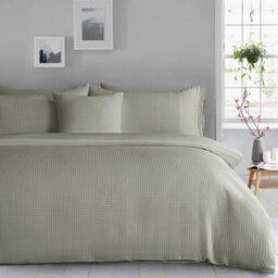 Velosso Sage Waffle Weave Duvet Cover And Pillowcase Set Single - thumbnail 1