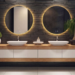 Costway 70 Cm Round Bathroom Mirror Wall Mounted Vanity Mirror W/ Led Light - thumbnail 7