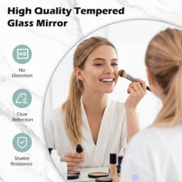 Costway 70 Cm Round Bathroom Mirror Wall Mounted Vanity Mirror W/ Led Light - thumbnail 5