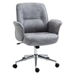 Vinsetto Swivel Computer Office Chair Mid Back Desk Chair For Home, Light Grey - thumbnail 2