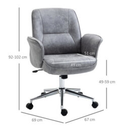 Vinsetto Swivel Computer Office Chair Mid Back Desk Chair For Home, Light Grey - thumbnail 3