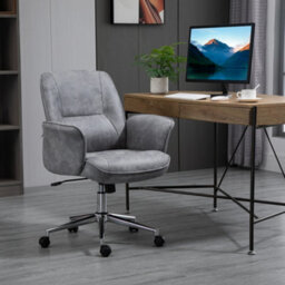 Vinsetto Swivel Computer Office Chair Mid Back Desk Chair For Home, Light Grey - thumbnail 1