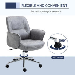 Vinsetto Swivel Computer Office Chair Mid Back Desk Chair For Home, Light Grey - thumbnail 6