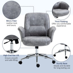 Vinsetto Swivel Computer Office Chair Mid Back Desk Chair For Home, Light Grey - thumbnail 7