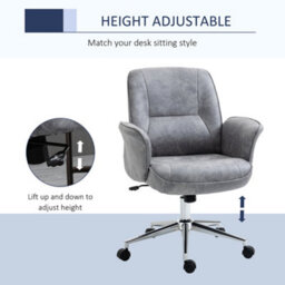 Vinsetto Swivel Computer Office Chair Mid Back Desk Chair For Home, Light Grey - thumbnail 4