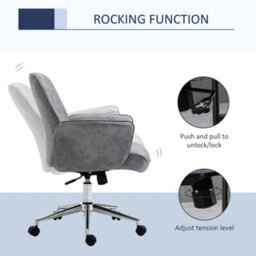 Vinsetto Swivel Computer Office Chair Mid Back Desk Chair For Home, Light Grey - thumbnail 5