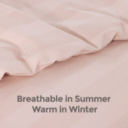MHG Living Luxury Waffle Stripe Duvet Cover Set - Soft 200Tc Polycotton Blend, Breathable & Stylish Bedding (King, Dusty Pink) - thumbnail 5