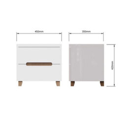 White High Gloss 2 Drawer Bedside Table No Tools Click Assembly - thumbnail 2