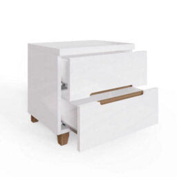 White High Gloss 2 Drawer Bedside Table No Tools Click Assembly - thumbnail 3