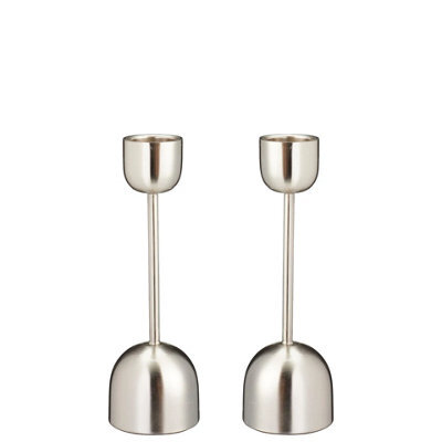 Urbn-Living Urbnliving 25Cmx2 Silver Metal Taper Candlestick Bell Candle Holder Stand Wedding Centrepiece Display - image 1