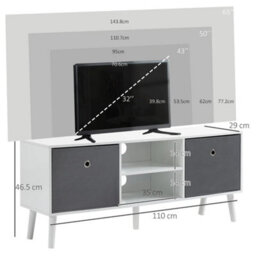 Modern Retro Wooden Tv Cabinet Media Stand Storage Drawers Shelves - thumbnail 2