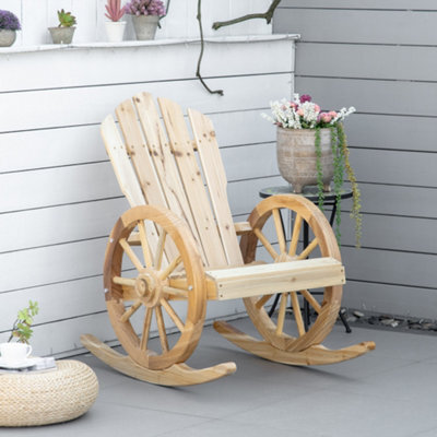 Outsunny Adirondack Rocking Chair Porch Garden Lounging, Natural - image 1