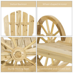 Outsunny Adirondack Rocking Chair Porch Garden Lounging, Natural - thumbnail 6