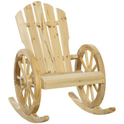 Outsunny Adirondack Rocking Chair Porch Garden Lounging, Natural - thumbnail 2