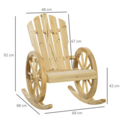 Outsunny Adirondack Rocking Chair Porch Garden Lounging, Natural - thumbnail 3