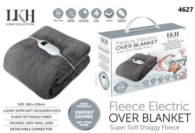 Vivo Electric Heated Throw Over Blanket - Grey Jacquard Fleece - image 1