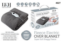 Vivo Electric Heated Throw Over Blanket - Grey Jacquard Fleece - thumbnail 1