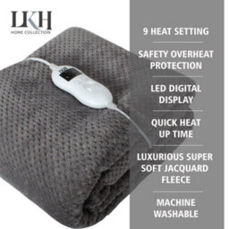 Vivo Electric Heated Throw Over Blanket - Grey Jacquard Fleece - thumbnail 2