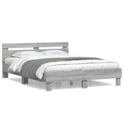 Berkfield Bed Frame Without Mattress Grey Sonoma 150X200 Cm King Size - thumbnail 2