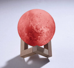 Colour Changing 3D Moon Lamp - Usb Rechargeable Night Light With Wooden Stand - Measures H16 X 11Cm Diameter - thumbnail 5