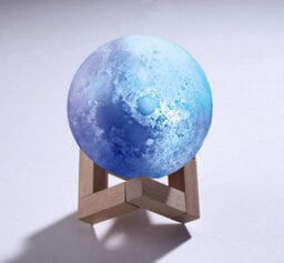 Colour Changing 3D Moon Lamp - Usb Rechargeable Night Light With Wooden Stand - Measures H16 X 11Cm Diameter - thumbnail 6