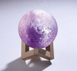 Colour Changing 3D Moon Lamp - Usb Rechargeable Night Light With Wooden Stand - Measures H16 X 11Cm Diameter - thumbnail 4
