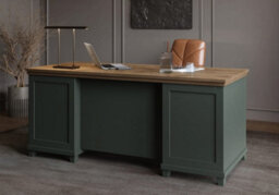 Arte Evora Office Desk 180Cm In Green & Oak Lefkas - Large Desk With Soft-Close Drawers, Hinged Door & Stylish Storage - thumbnail 6