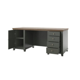 Arte Evora Office Desk 180Cm In Green & Oak Lefkas - Large Desk With Soft-Close Drawers, Hinged Door & Stylish Storage - thumbnail 2