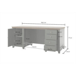 Arte Evora Office Desk 180Cm In Green & Oak Lefkas - Large Desk With Soft-Close Drawers, Hinged Door & Stylish Storage - thumbnail 3