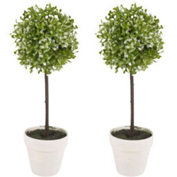 Urbn-Living Urbnliving 41Cm Height 2Pcs Decorative Artificial Outdoor Ball Green Plant Tree Pot Colour Large - thumbnail 2