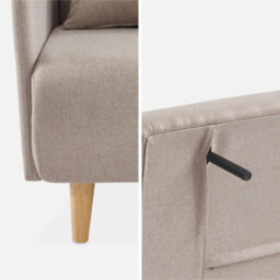 Sweeek - 2-Seater Convertible Sofa Bed With Reclining Backrest Panam Beige - thumbnail 9