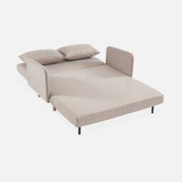 Sweeek - 2-Seater Convertible Sofa Bed With Reclining Backrest Panam Beige - thumbnail 7