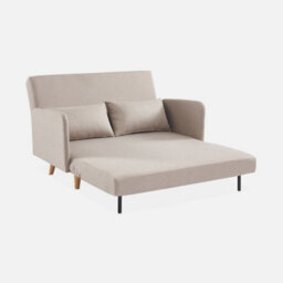 Sweeek - 2-Seater Convertible Sofa Bed With Reclining Backrest Panam Beige - thumbnail 6