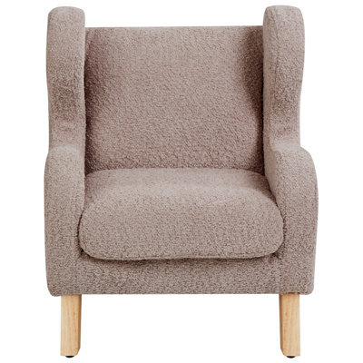 Wyld And Coco Taupe Bouclé Armchair For Children With Armrests - Modern Nursery Chair - image 1