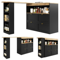 Btm 360 Swivel Bar Table 105X39X102Cm, With 4 Drawers  Open Shelves, For Dining, Study Or Living Room Use - thumbnail 7