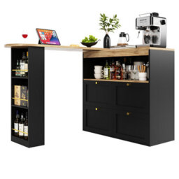 Btm 360 Swivel Bar Table 105X39X102Cm, With 4 Drawers  Open Shelves, For Dining, Study Or Living Room Use - thumbnail 8