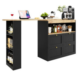 Btm 360 Swivel Bar Table 105X39X102Cm, With 4 Drawers  Open Shelves, For Dining, Study Or Living Room Use - thumbnail 9