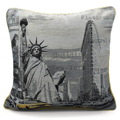 Velosso Artistic Tapestry Design Cushion, Motif, Zip Closure, Machine Washable - Grey