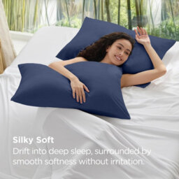 Moonlight Bedding Pillowcase Pack Of 2-Envelope Closure Super Soft Brushed Microfiber Standard Pillow Cover(Navy,50X75 Cm) - thumbnail 4