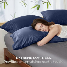 Moonlight Bedding Pillowcase Pack Of 2-Envelope Closure Super Soft Brushed Microfiber Standard Pillow Cover(Navy,50X75 Cm) - thumbnail 2
