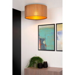 Lucide Magius Scandinavian Flush Ceiling Light 42Cm - 1Xe27 - Light Wood - thumbnail 4