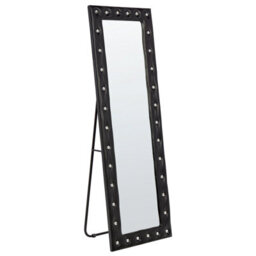 Beliani Standing Mirror Ansouis 150 Cm Faux Leather Black