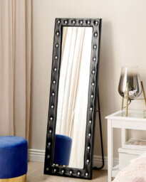Beliani Standing Mirror Ansouis 150 Cm Faux Leather Black - thumbnail 2